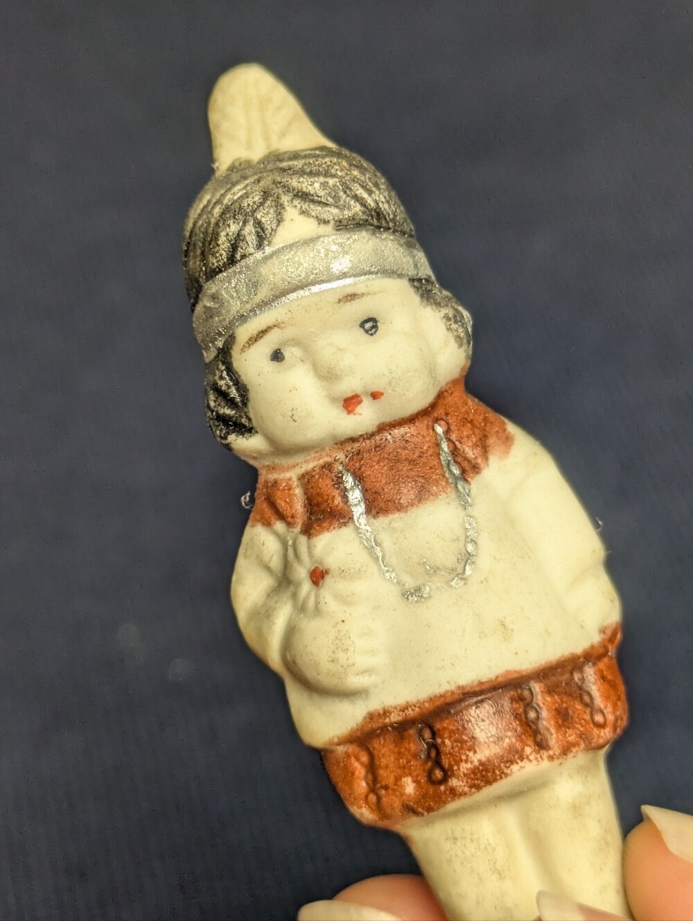 Antique Porcelain Bisque Native American Girl Figurine, Made in Japan